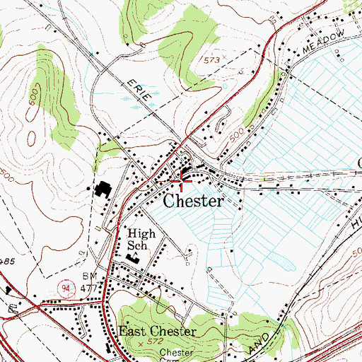 Topographic Map of Chester Village Hall, NY