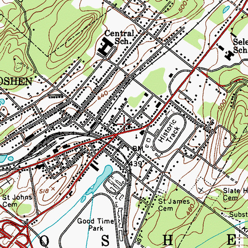Topographic Map of Goshen Town Hall, NY