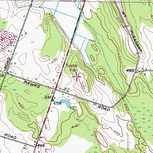 Topographic Map of Green Acres Mobile Court, NY