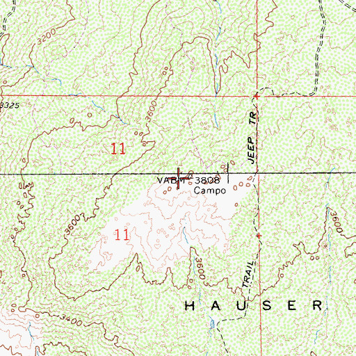Topographic Map of Hauser Mountain, CA
