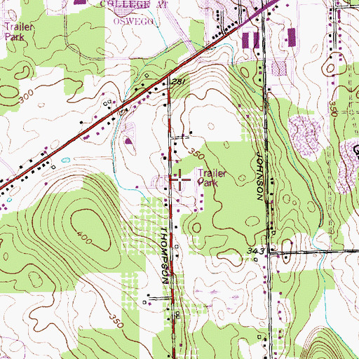 Topographic Map of Thompson Mobile Home Park, NY