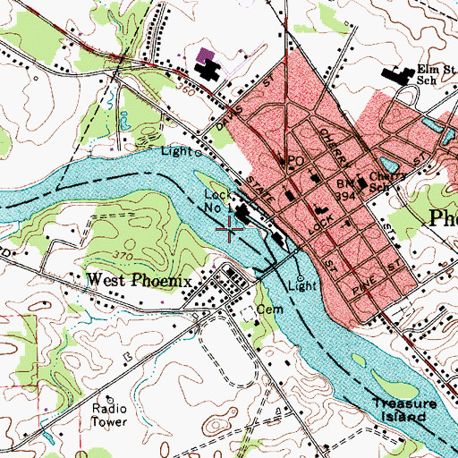 Topographic Map of Bridge Street Bridge, NY