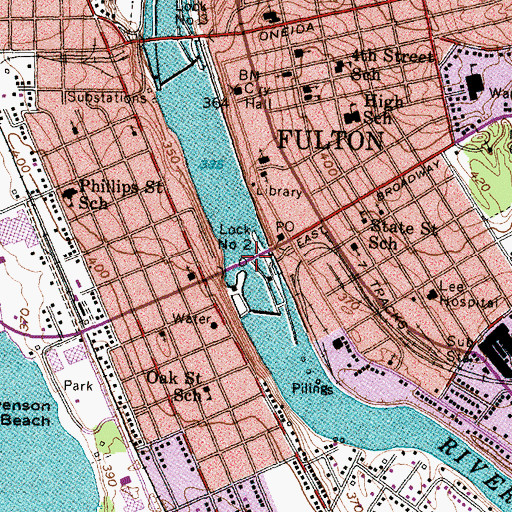 Topographic Map of Lock O - 2 Bridge, NY