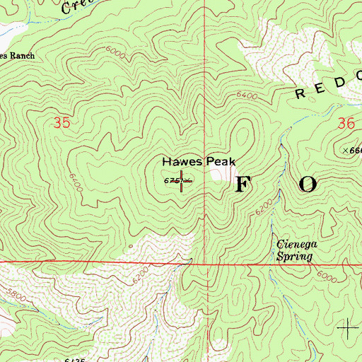 Topographic Map of Hawes Peak, CA