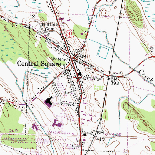 Topographic Map of Central Square Library, NY