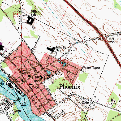 Topographic Map of Phoenix Public Library, NY