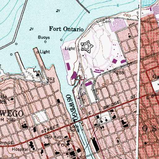 Topographic Map of Oswego Marina, NY