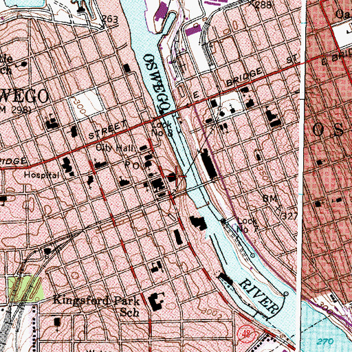 Topographic Map of Oswego Armory, NY