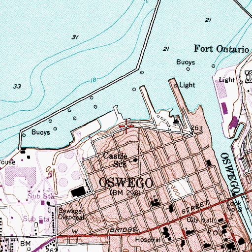 Topographic Map of Oswego Yacht Club, NY