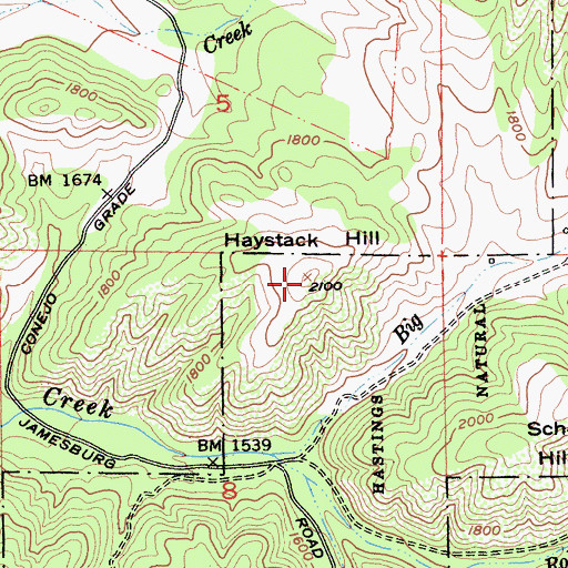 Topographic Map of Haystack Hill, CA