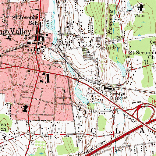 Topographic Map of Pascack Creek Bridge, NY