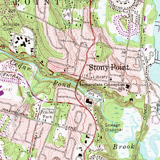 Topographic Map of Cedar Pond Bridge, NY