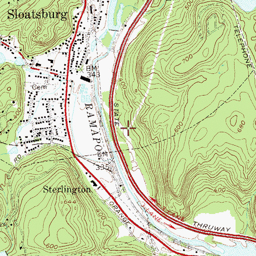 Topographic Map of Sloatsburg Rest Area, NY