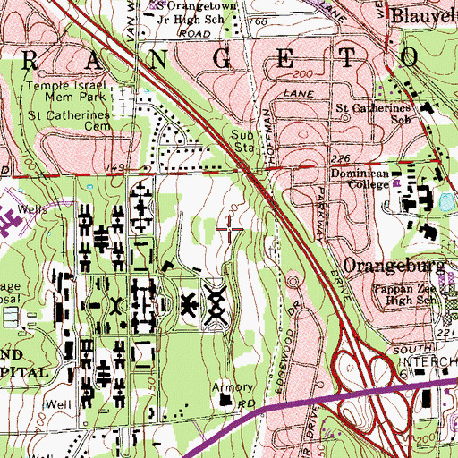 Topographic Map of Broadacres Golf Club, NY