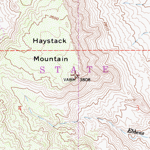 Topographic Map of Haystack Mountain, CA