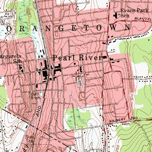 Topographic Map of Pearl River Public Library, NY