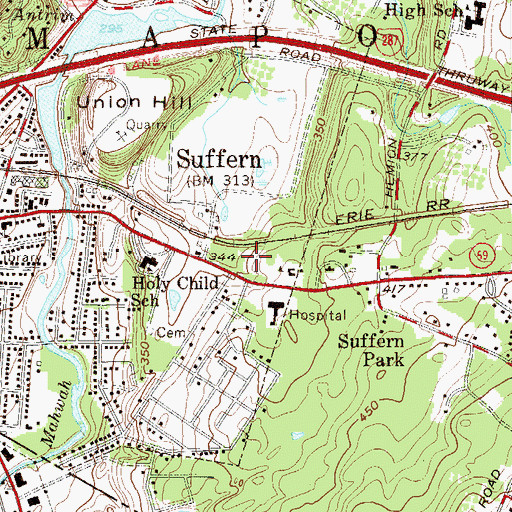Topographic Map of Suffern Free Library, NY