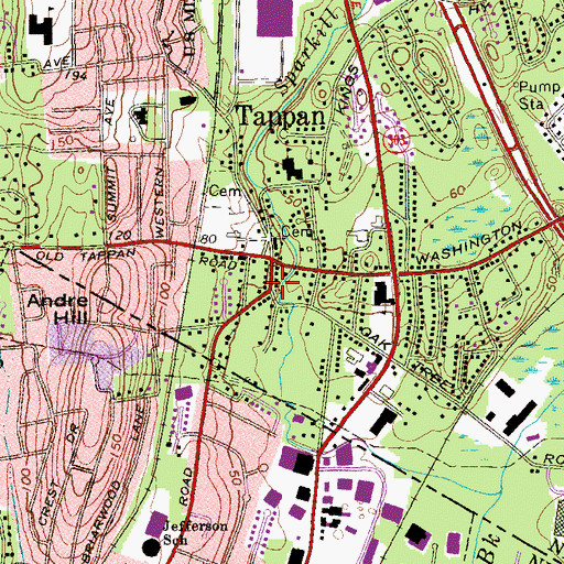Topographic Map of Tappan Library, NY