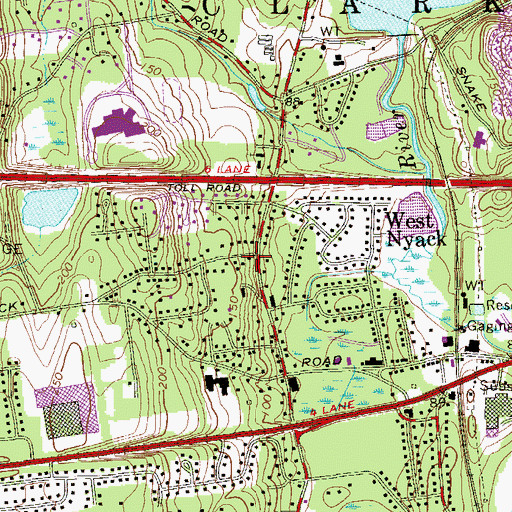 Topographic Map of West Nyack Free Library, NY