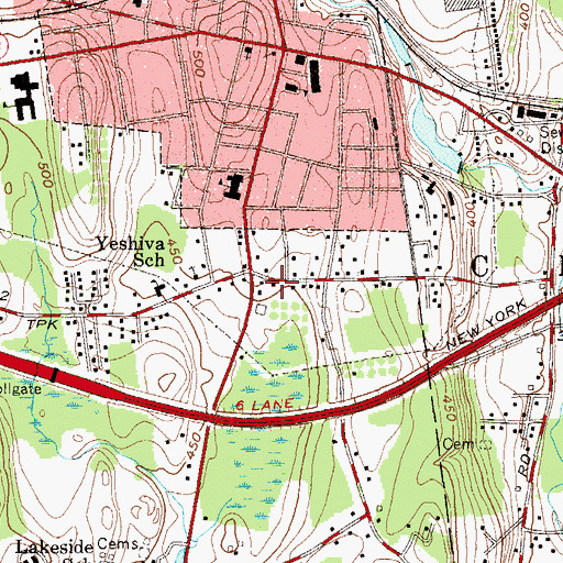 Topographic Map of Chestnut Ridge Village Hall, NY