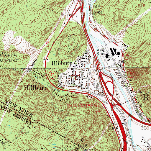 Topographic Map of Hillburn Village Hall, NY