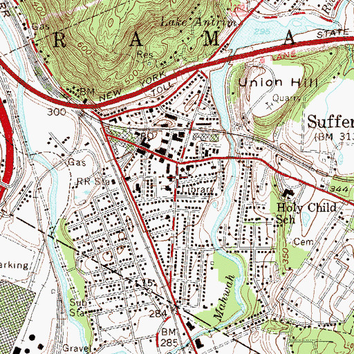 Topographic Map of Suffern Village Hall, NY