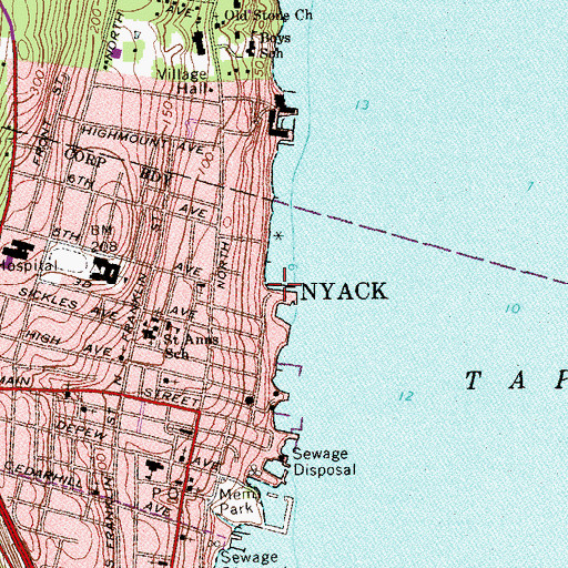 Topographic Map of Hook Mountain Yacht Club, NY