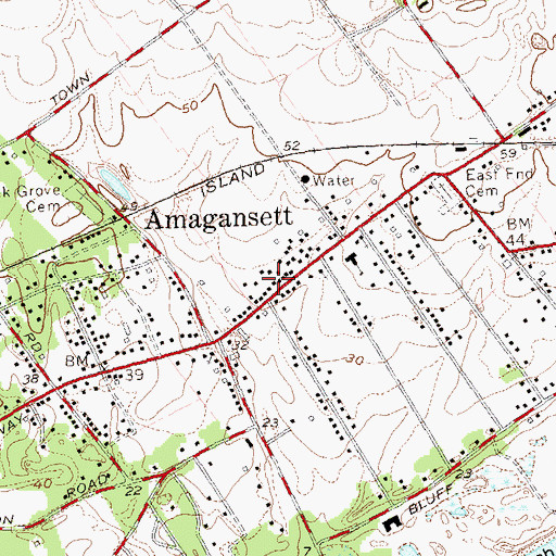 Topographic Map of Amagansett Free Library, NY