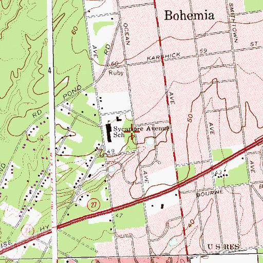Topographic Map of Connetquot Public Library, NY