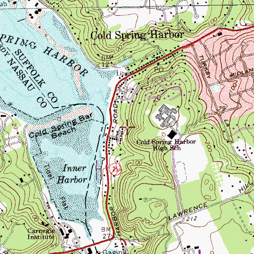 Topographic Map of Cold Spring Harbor Library, NY