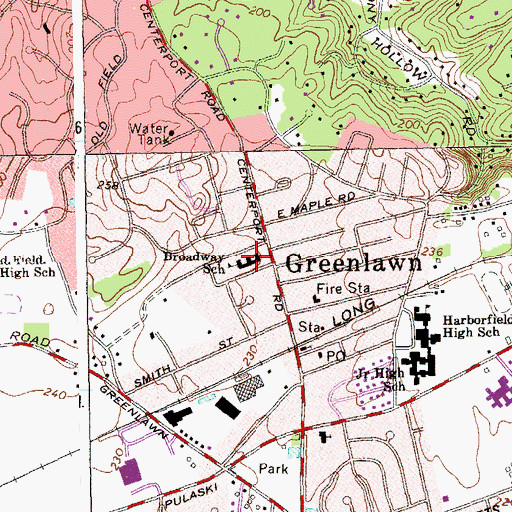 Topographic Map of Harborfields Public Library, NY