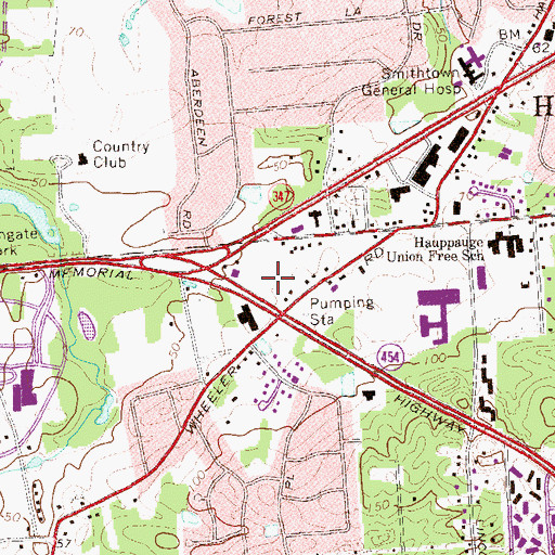 Topographic Map of Hauppauge Public Library, NY