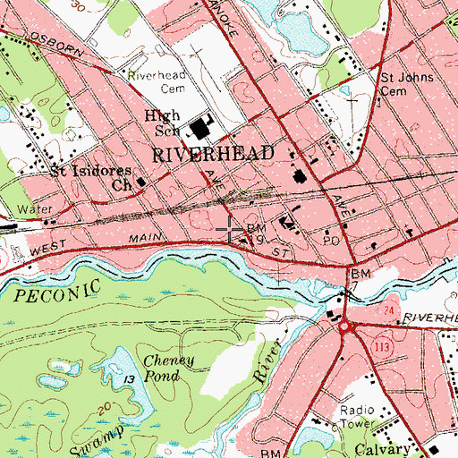 Topographic Map of Riverhead Free Library, NY