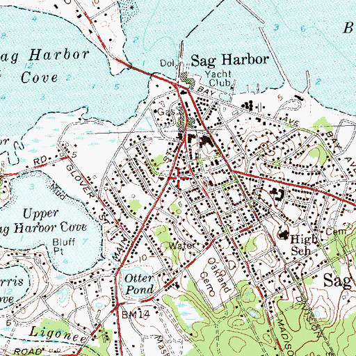 Topographic Map of John Jermain Memorial Library, NY