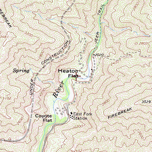 Topographic Map of Heaton Flat, CA