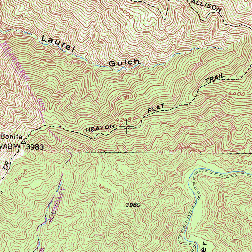 Topographic Map of Heaton Flat Trail, CA