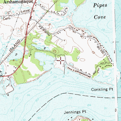 Topographic Map of Brick Cove Marina, NY