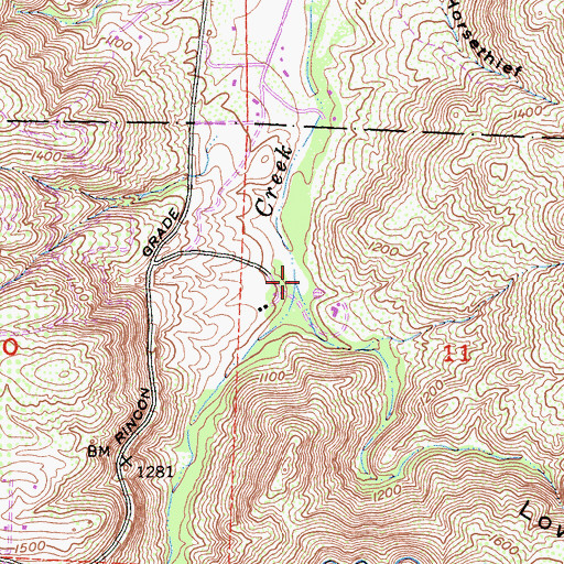 Topographic Map of Hell Creek, CA