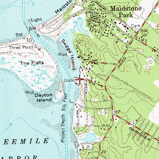 Topographic Map of East Hampton Commercial Dock, NY
