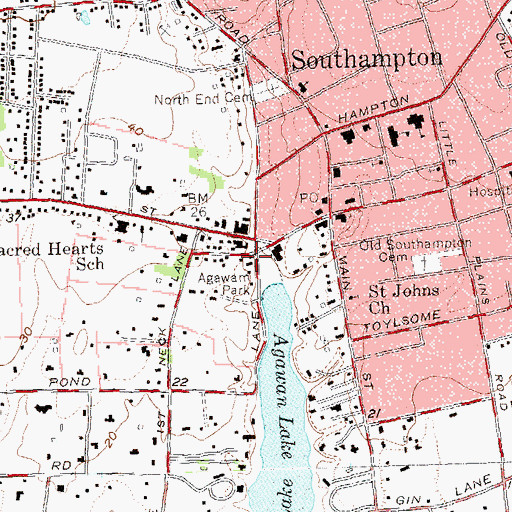 Topographic Map of Southampton Cultural Center, NY