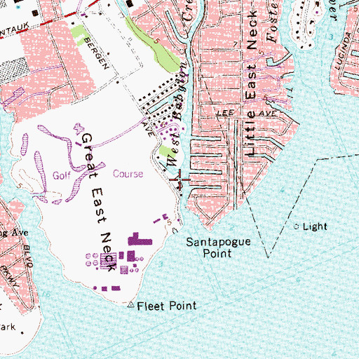 Topographic Map of Bergen Point Yacht Club and Boat Basin, NY