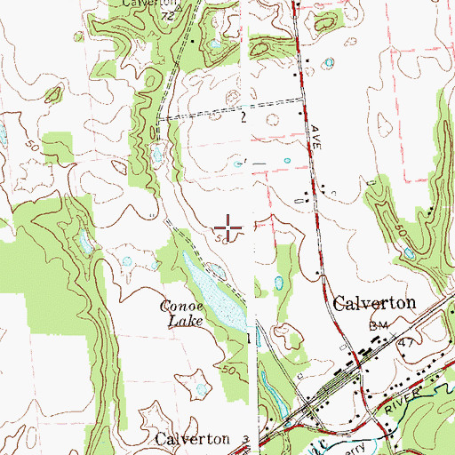 Topographic Map of Calverton Links, NY