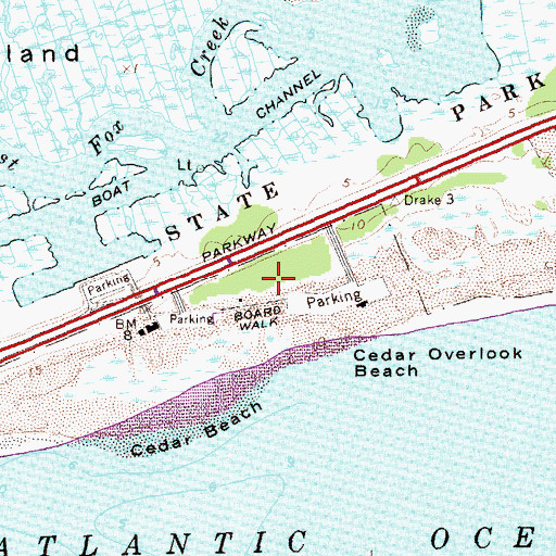 Topographic Map of Cedar Beach Golf Course, NY