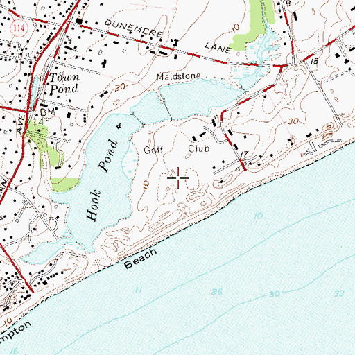 Topographic Map of Maidstone Club West Course, NY