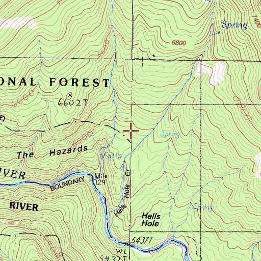 Topographic Map of Hells Hole, CA