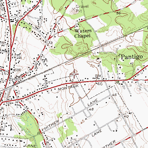 Topographic Map of East Hampton Town Clerks Office, NY