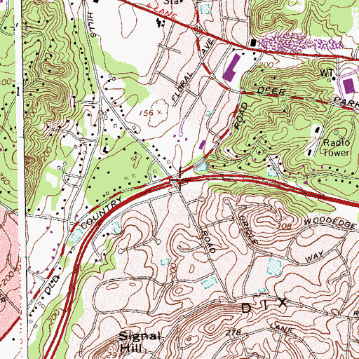 Topographic Map of Dix Hills Road Bridge, NY