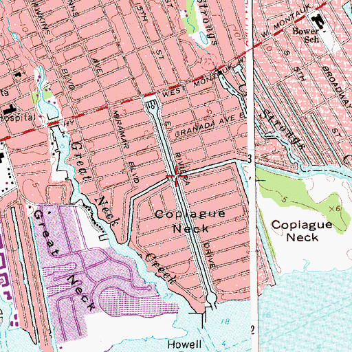 Topographic Map of Riviera Drive West Bridge, NY