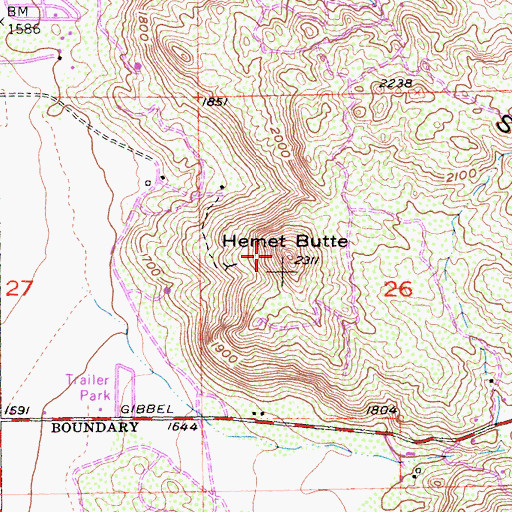 Topographic Map of Hemet Butte, CA