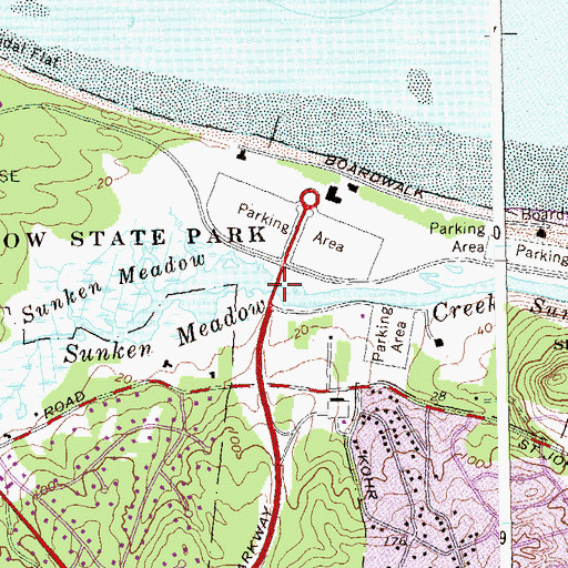 Topographic Map of Sunken Meadow Creek Bridge, NY